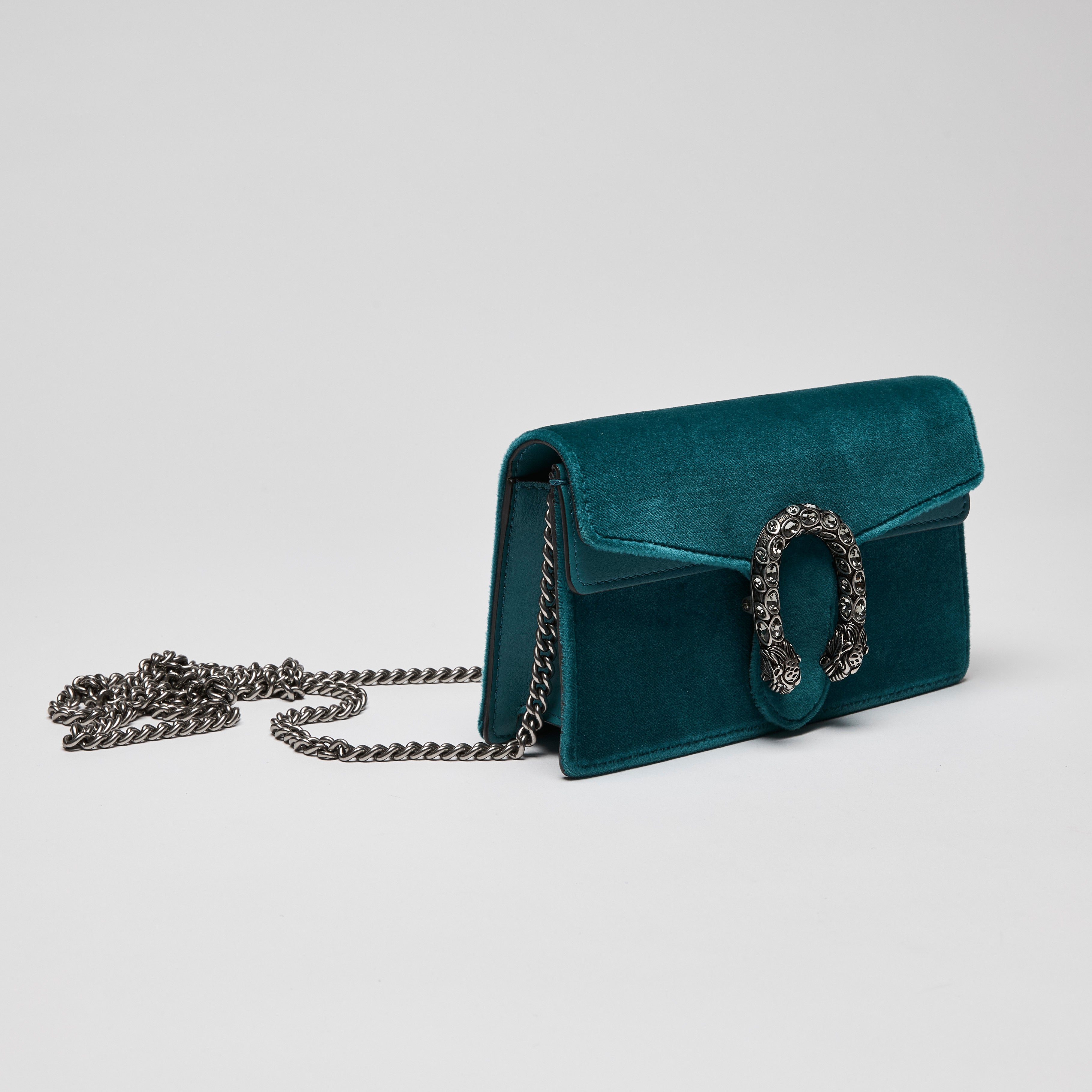 Gucci Velvet Super Mini Dionysus Shoulder Bag Teal Luxury Finds Consignment