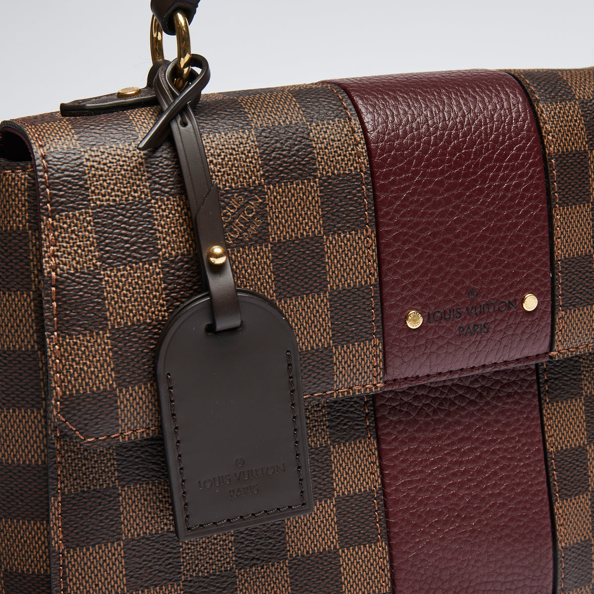 Louis Vuitton, Bags, Louis Vuitton Bond Street Top Handle Bag Damier  Burgundy Leather Mm Brown