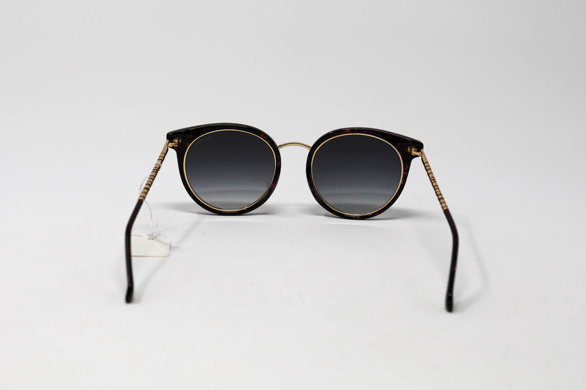 Excellent Pre-Loved Black Frame with Gold Trim Round Sunglasses(back)