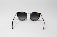 Excellent Pre-Loved Black Frame with Gold Trim Round Sunglasses(back)