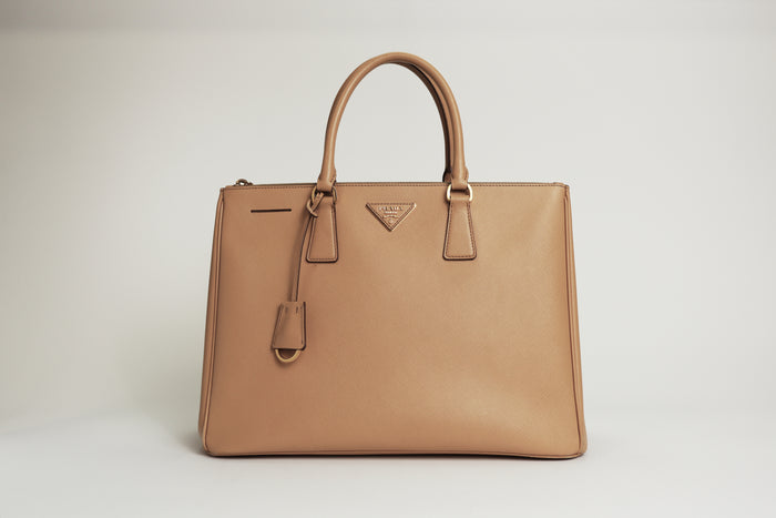 Prada Brown Saffiano Leather Galleria Large Tote Bag (front)