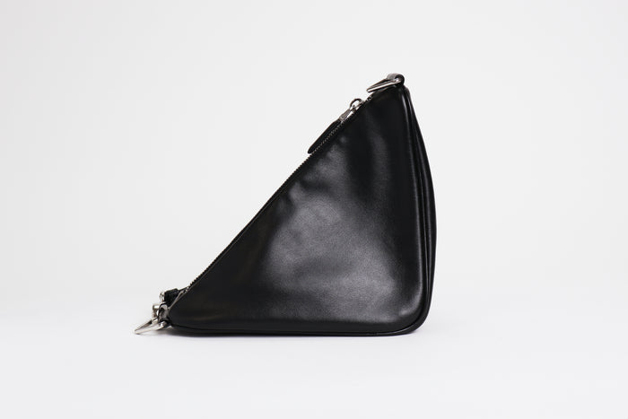 Prada Black Leather Triangle Messenger Bag (Back)