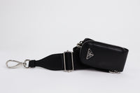 Prada Black Leather Triangle Messenger Bag