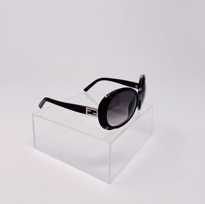 Pre-Loved Black Frame Butterfly Shaped Sunglasses.  (side)