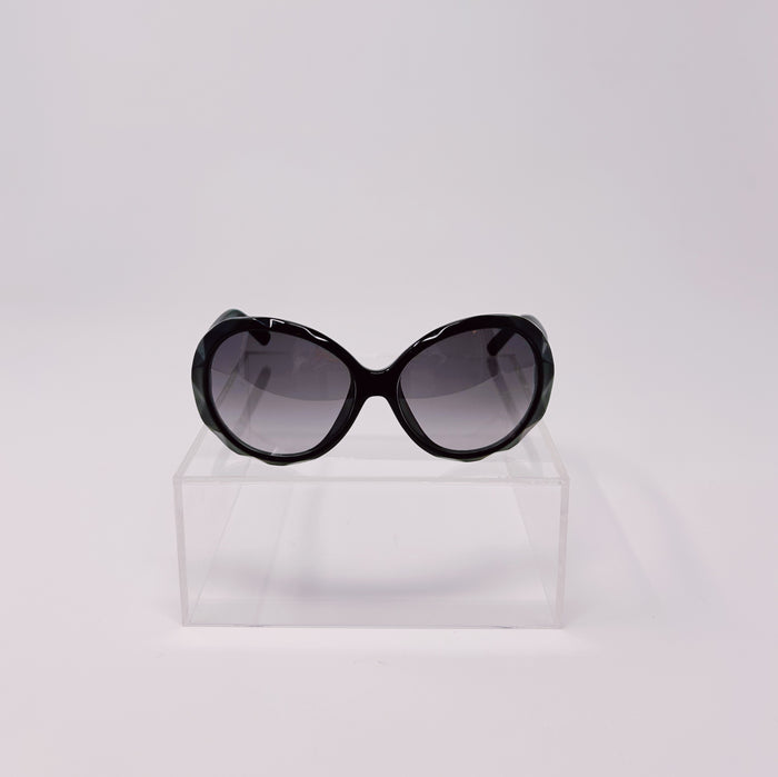 Pre-Loved Black Frame Butterfly Shaped Sunglasses. (front)