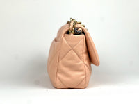 Excellent Pre-Loved Peach Maxi Quilted Leather Flap Bag.(side)