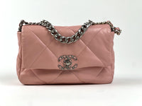 Pre-Loved Pink Maxi Quilted Leather Flap Bag. (front)