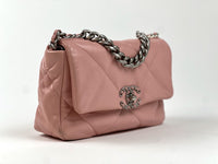 Pre-Loved Pink Maxi Quilted Leather Flap Bag.(side)