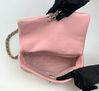 Pre-Loved Pink Maxi Quilted Leather Flap Bag. (interior)