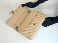 Excellent Pre-Loved Beige Quilted Pebbled Leather Large Double Flap Chain Bag(flap)