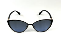 Excellent Pre-Loved Black Metal Frame with Blue Tinted Lenses Cat Eye Sunglasses.(Front)