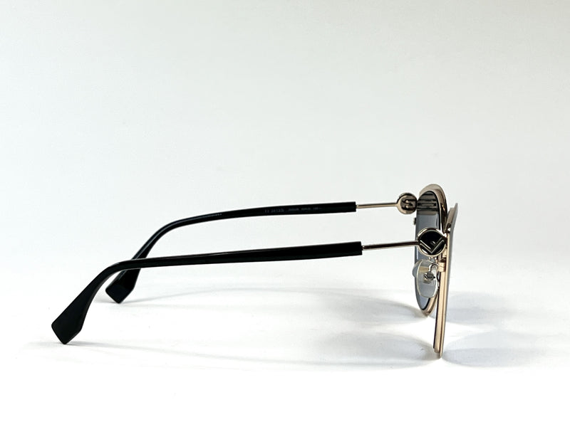 Excellent Pre-Loved Black Metal Frame with Blue Tinted Lenses Cat Eye Sunglasses. (side)