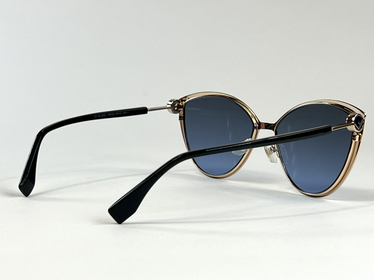 Excellent Pre-Loved Black Metal Frame with Blue Tinted Lenses Cat Eye Sunglasses. (back)