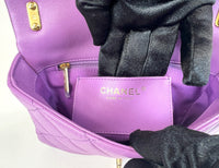 Excellent Pre-Loved Purple Lambskin Leather Flap Bag with Tonal Leather Interlaced Chunky Chain.(logo)