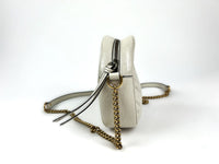 Excellent Pre-Loved White Leather Round Chain Bag (side)