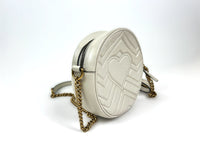 Excellent Pre-Loved White Leather Round Chain Bag(side)