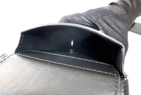 Excellent Pre-Loved Black Smooth Leather Dual Pouch Belt Bag. (interior)
