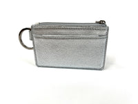 Excellent Pre-Loved Silver Metallic Leather Coin Pouch.(back)