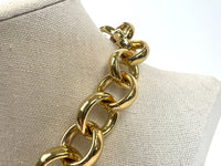 Excellent Pre-Loved Yellow Gold Tone Chunky Chain Short Necklace(close up)