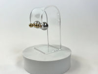 Pre-Loved Gold and Silver Tone Double Headed Stud Earrings.  (side)