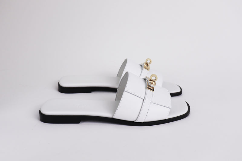 Hermes Giulia White Sandal Size 38