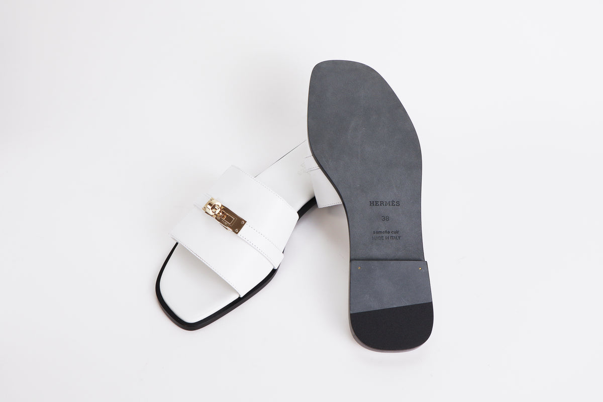 Hermes Giulia White Sandal Size 38