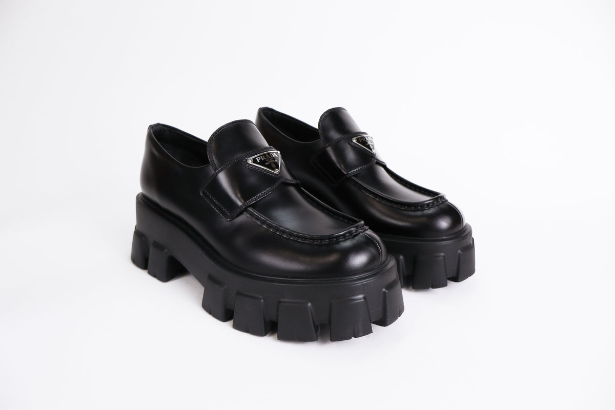 Prada Black Monolith Loafers Size 39