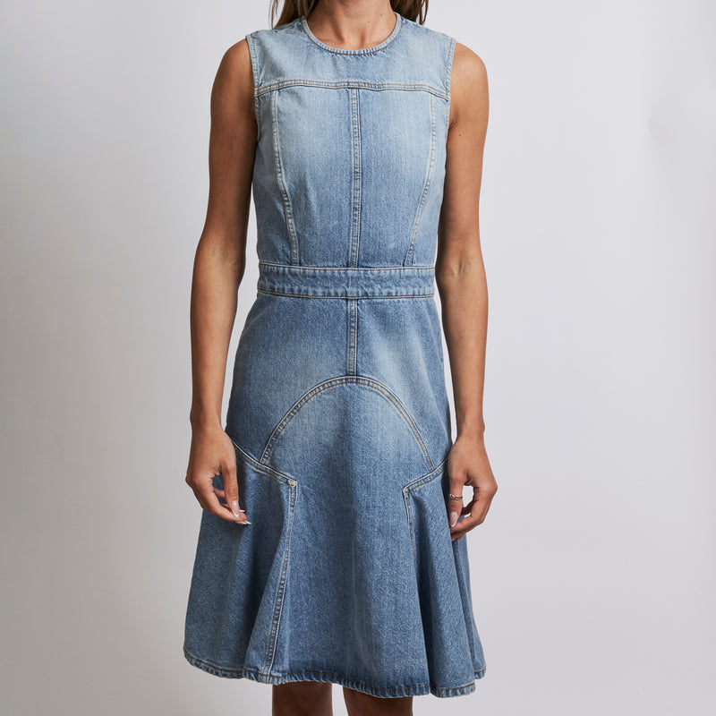 Excellent Pre-Loved Light Denim Washed Sleeveless Dress(Front)