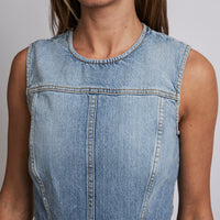 Excellent Pre-Loved Light Denim Washed Sleeveless Dress(close up)