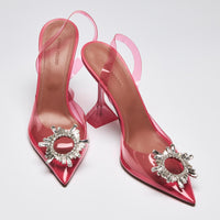 Amina Muaddi Hot Pink PVC Sling Back Heels Size 40(Front)