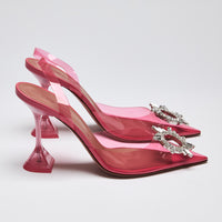 Amina Muaddi Hot Pink PVC Sling Back Heels Size 40(side)