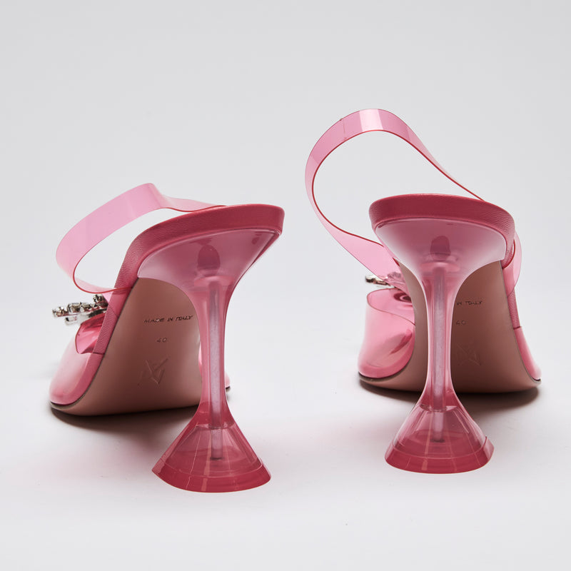 Amina Muaddi Hot Pink PVC Sling Back Heels Size 40(back)