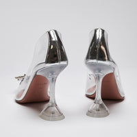 Amina Muaddi Clear PVC Crystal Pointy Toe Heels Size 39.5