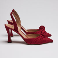 Aquazurra Red Suede Slingback Heels with Knot Detail Size 40