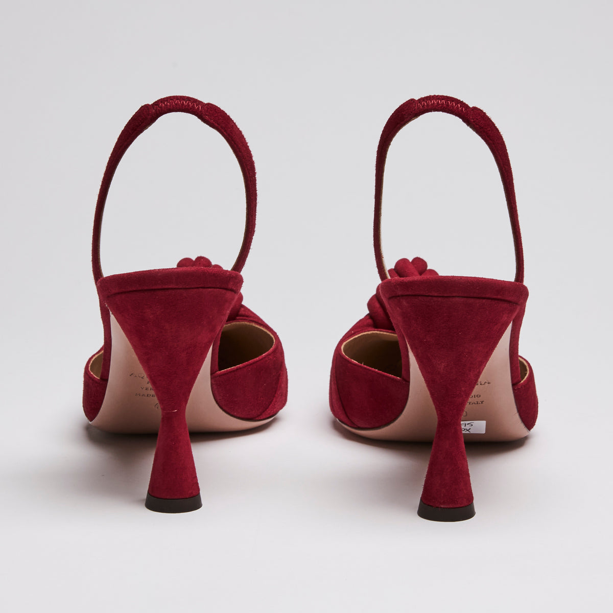 Aquazurra Red Suede Slingback Heels with Knot Detail Size 40