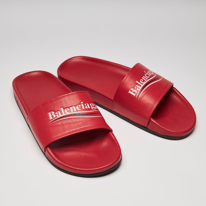 Pre-Loved Red Rubber Pool Slides. (front)
