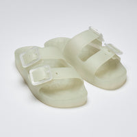 Excellent Pre-Loved Frosted Transparent Jelly Sandals with 2 Buckles.(Front)