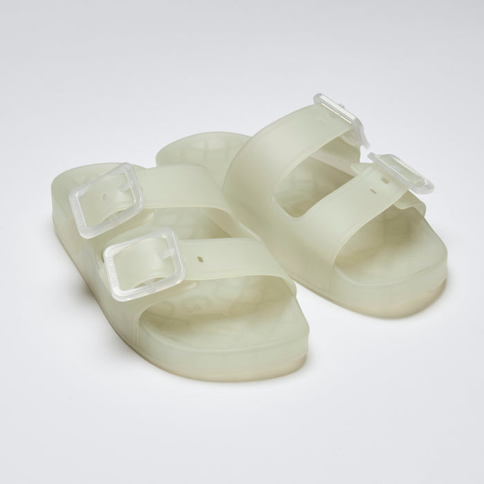 Excellent Pre-Loved Frosted Transparent Jelly Sandals with 2 Buckles.(Front)
