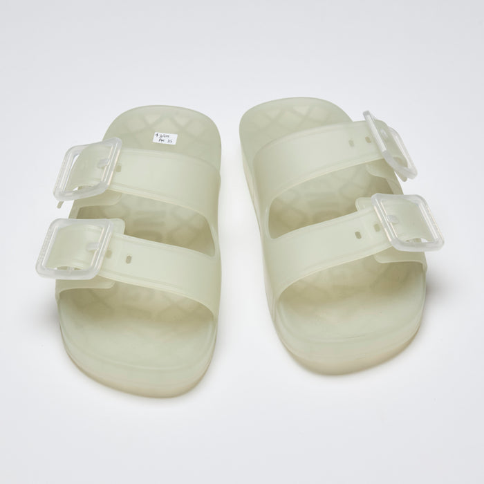 Excellent Pre-Loved Frosted Transparent Jelly Sandals with 2 Buckles.(front)