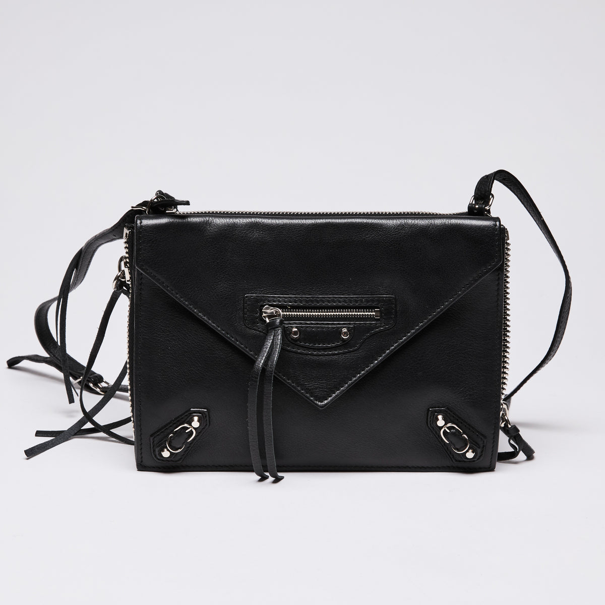 Balenciaga Calfskin Leather "Papier" Triple Zip Around Crossbody Bag