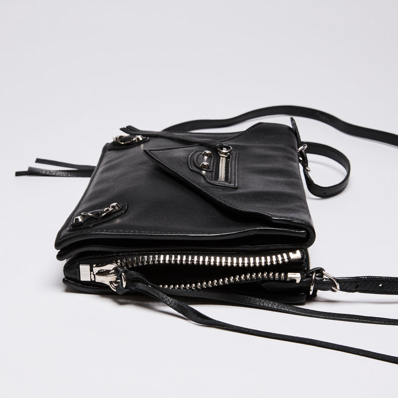 Balenciaga Calfskin Leather "Papier" Triple Zip Around Crossbody Bag