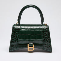 Balenciaga  Green Croc Embossed Hourglass Bag Small (Front)