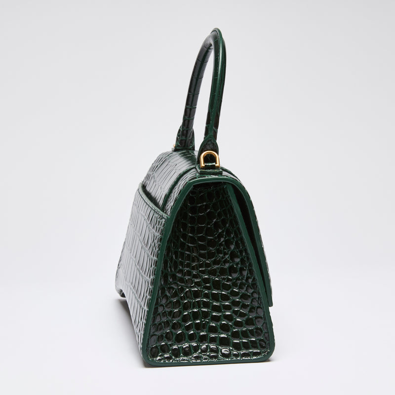 Balenciaga  Green Croc Embossed Hourglass Bag Small (Side)