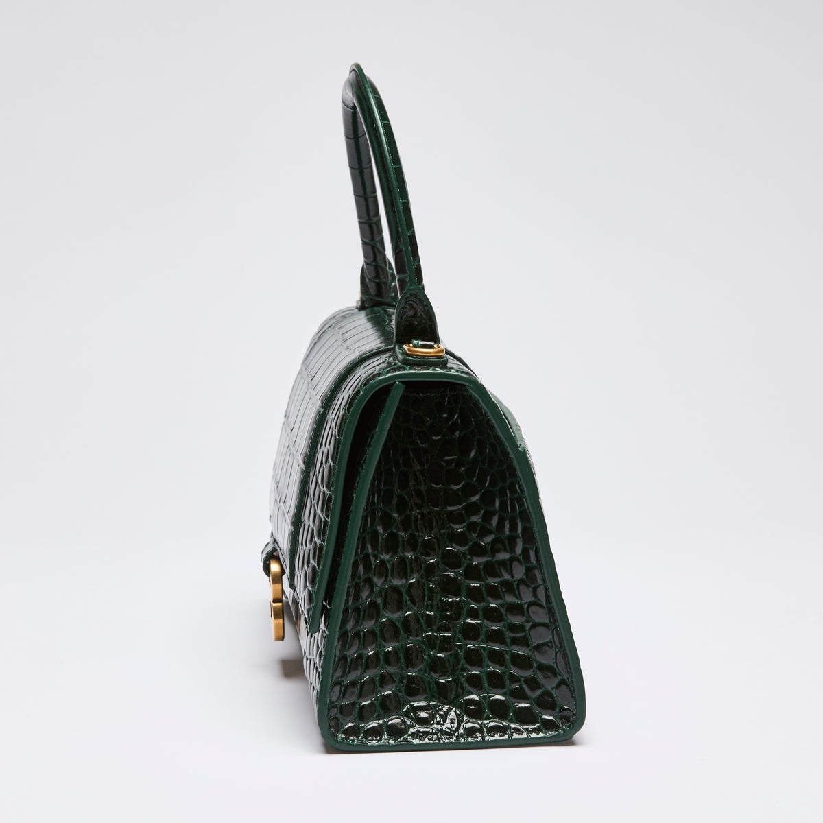 Balenciaga  Green Croc Embossed Hourglass Bag Small (Side)