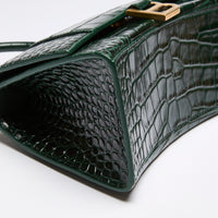 Balenciaga  Green Croc Embossed Hourglass Bag Small (Corner)