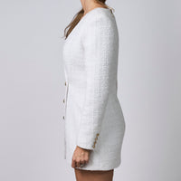 Balmain White Tweed Blazer Dress Size 44