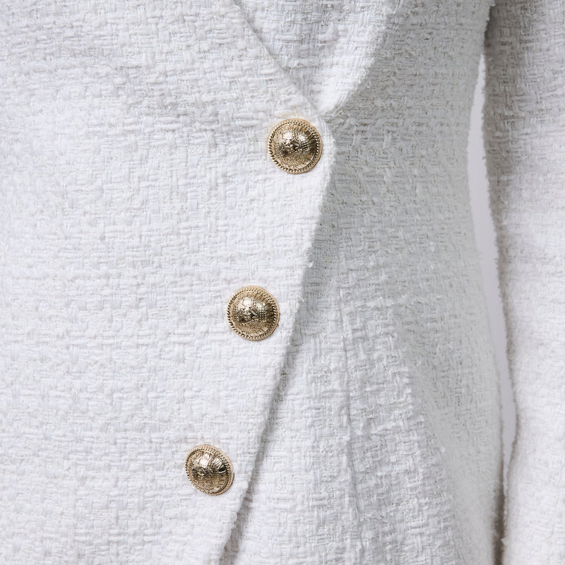 Balmain White Tweed Blazer Dress Size 44