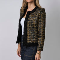 Balmain Black & Multicolour Metallic Tweed Jacket Size 36