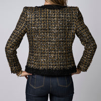 Balmain Black & Multicolour Metallic Tweed Jacket Size 36