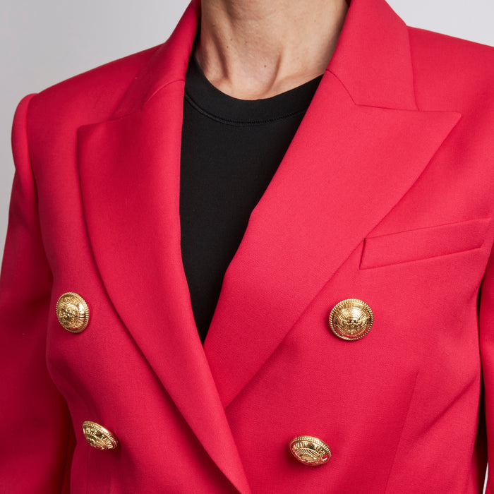 Excellent Pre-Loved Fuchsia Pink Blazer with Gold Buttons.(close up)